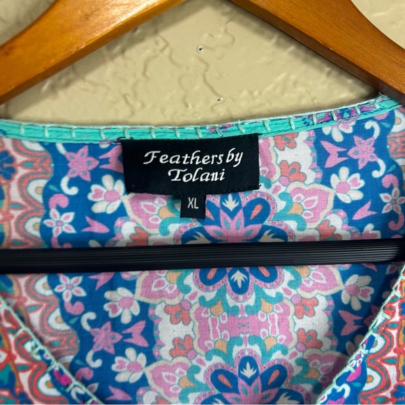 Feathers by Tolani lightweight boho colorful dress size XL flowy modal - Picture 2 of 8